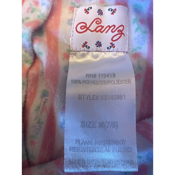 Lanz Girls Floral Striped Nightgown Size M 7/8 Polyester - Picture 3 of 5